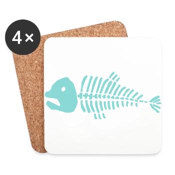 Grätenfisch - Untersetzer (4er-Set) - Weiß - Vorne