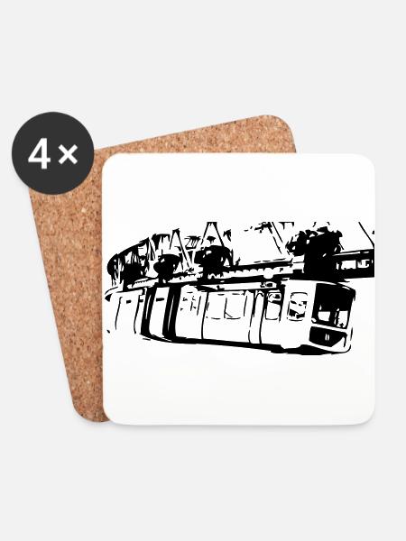 Schwebebahn - Untersetzer (4er-Set) - Weiß