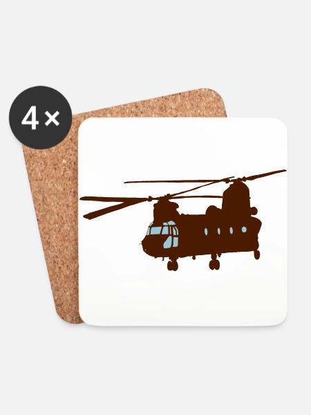 Hubschrauber - Untersetzer (4er-Set) - Weiß