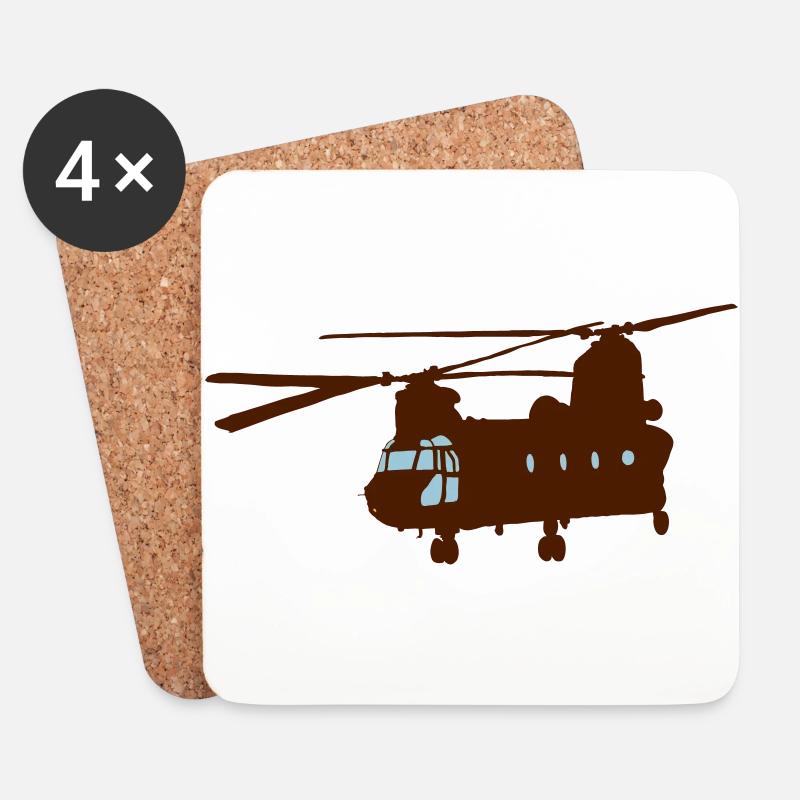 Hubschrauber - Untersetzer (4er-Set) - Weiß