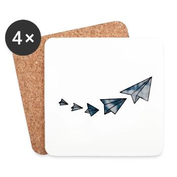 avion en papier - Dessous de verre (lot de 4) - blanc - Devant