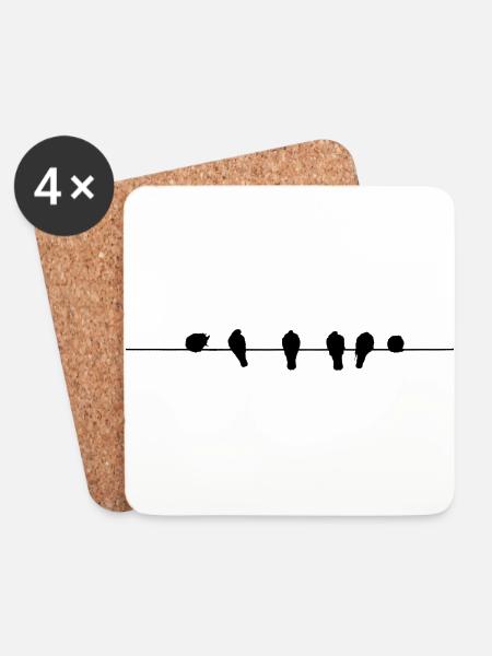 Birds on lead - Coasters (set of 4) - white