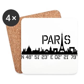 Paris coordonnées N 48 ° 51 '23' 'E 02 ° 21' 79 '' - Dessous de verre (lot de 4) - blanc - Devant