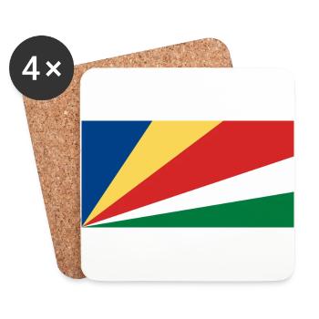 Drapeau des Seychelles - Dessous de verre (lot de 4) - blanc - Devant