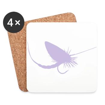 Fliegenfischen - Untersetzer (4er-Set) - Weiß - Vorne