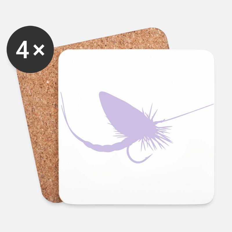 Fliegenfischen - Untersetzer (4er-Set) - Weiß