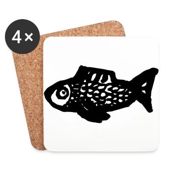 Einfach schwimmen Fisch - Untersetzer (4er-Set) - Weiß - Vorne