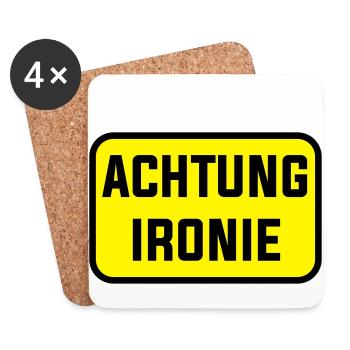 Achtung Ironie Humor Lustig Ironisch - Untersetzer (4er-Set) - Weiß - Vorne