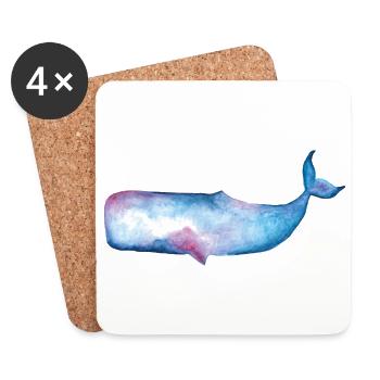 Watercolor Pottwal - Untersetzer (4er-Set) - Weiß - Vorne