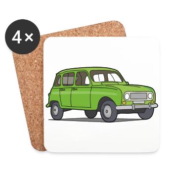 Grüner R4 (Auto) - Untersetzer (4er-Set) - Weiß - Vorne