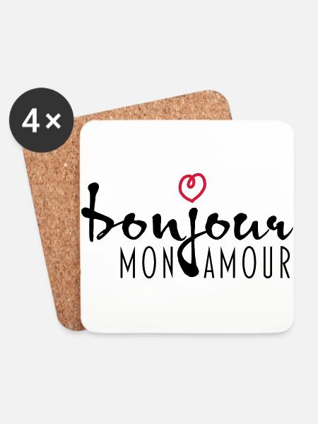 BONJOUR MON AMOUR - Untersetzer (4er-Set) - Weiß