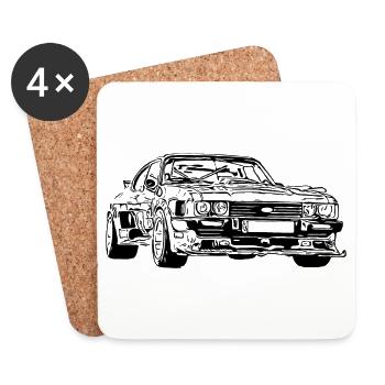 Oldtimer noir - Dessous de verre (lot de 4) - blanc - Devant