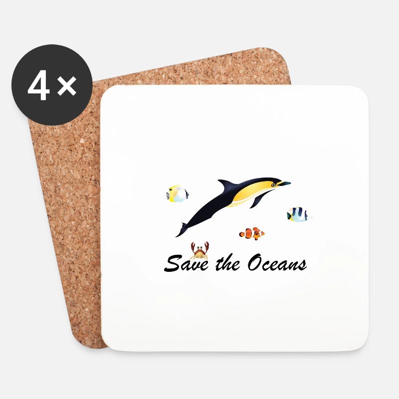 Save the Oceans - Untersetzer (4er-Set) - Weiß