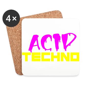 acid techno - Coasters (set of 4) - white - Front