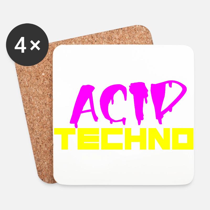 acid techno - Coasters (set of 4) - white
