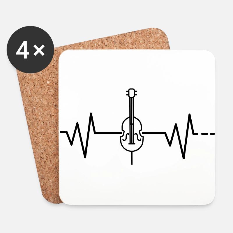 Herzschlag Cello Kontrabass, Streichinstrument - Untersetzer (4er-Set) - Weiß