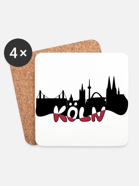 Skyline Köln - Untersetzer (4er-Set) - Weiß
