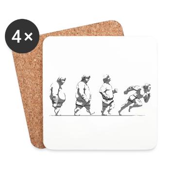 Evolution des fetten Kerls - Untersetzer (4er-Set) - Weiß - Vorne