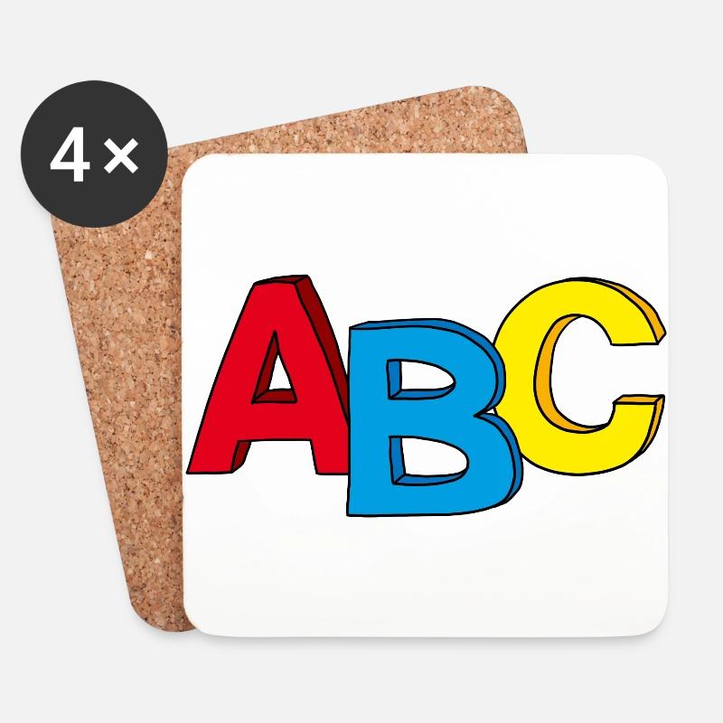 ABC Motiv, ideal zum Schulanfang / Einschulung - Untersetzer (4er-Set) - Weiß