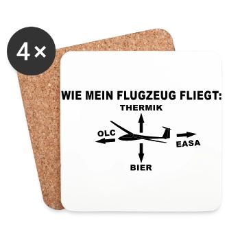 segelflugzeug segelflieger Geschenk Kräfte - Untersetzer (4er-Set) - Weiß - Vorne