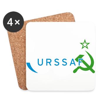 Logo URSS/ URSSAF Vert & Bleu - Dessous de verre (lot de 4) - blanc - Devant