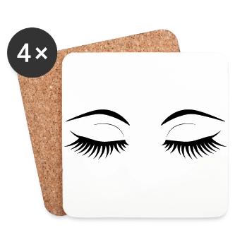 closed women's eyes - Coasters (set of 4) - white - Front