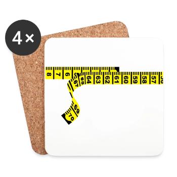 Meter Tape / Measure Tape Waist 60 (2c) - Coasters (set of 4) - white - Front