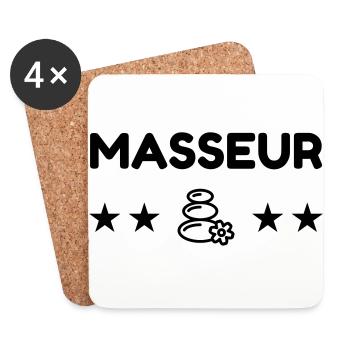Massage / Masseur / Masseuse / Job - Untersetzer (4er-Set) - Weiß - Vorne