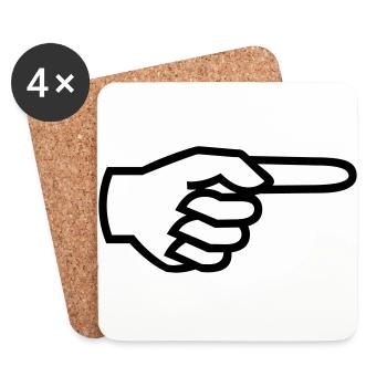Hand, finger - to the right (cheap!) - Coasters (set of 4) - white - Front