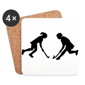 Feldhocke - Frauen, Field Hocke - Untersetzer (4er-Set) - Weiß - Vorne