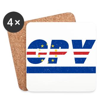 Cap-Vert Drapeau drapeau CPV - Dessous de verre (lot de 4) - blanc - Devant