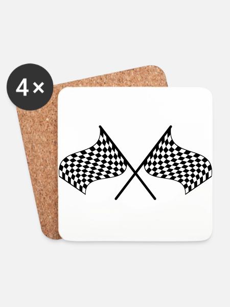 Racing Flag - Untersetzer (4er-Set) - Weiß