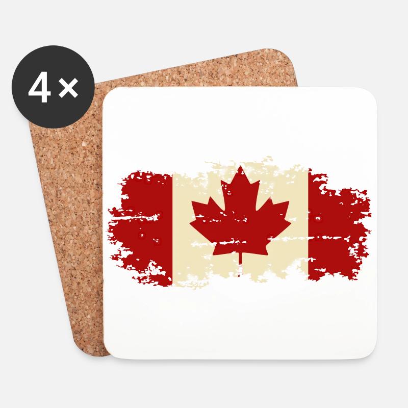 Kanada Kanadische Flagge, Hintergrund Feier Kunst - Untersetzer (4er-Set) - Weiß