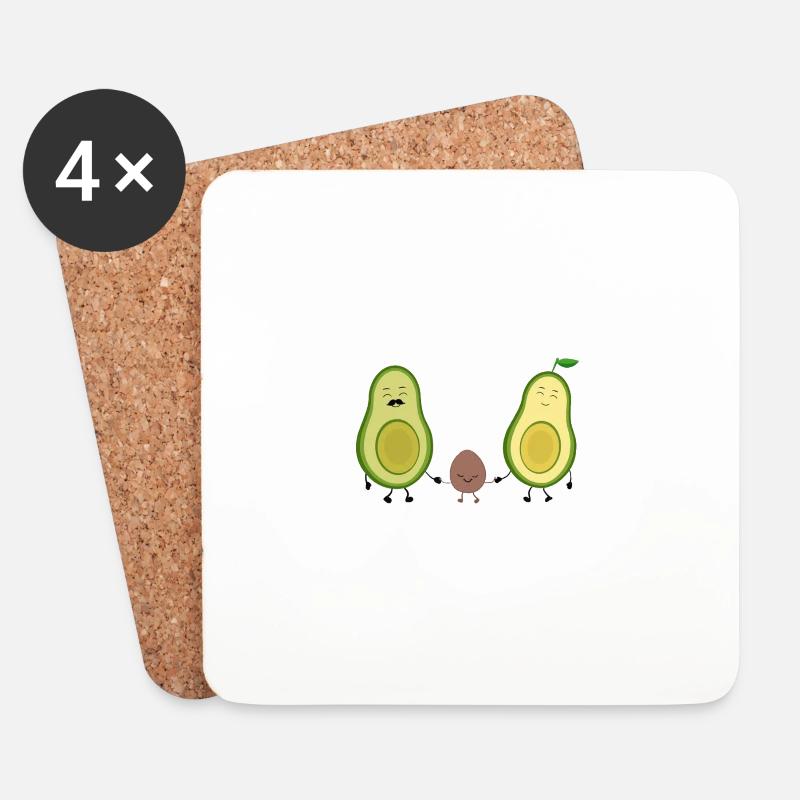 Avocado Familie - Untersetzer (4er-Set) - Weiß