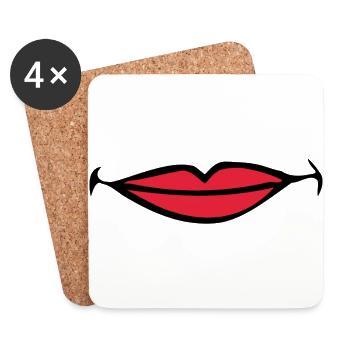 Üppige Lippen - schöne Lippen - Untersetzer (4er-Set) - Weiß - Vorne