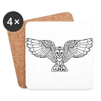 Elegante fliegende Eule - Untersetzer (4er-Set) - Weiß - Vorne