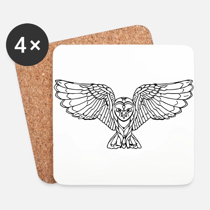Elegante fliegende Eule - Untersetzer (4er-Set) - Weiß