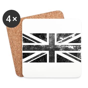 Black Union Jack distressed vintage retro flag - Coasters (set of 4) - white - Front