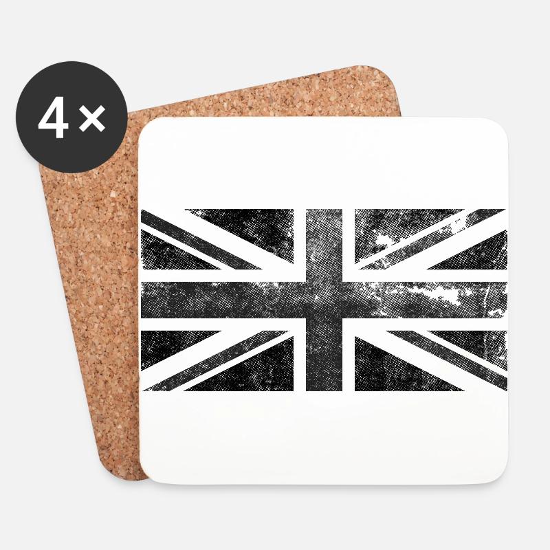 Black Union Jack beunruhigte Vintage Retro-Flagge - Untersetzer (4er-Set) - Weiß