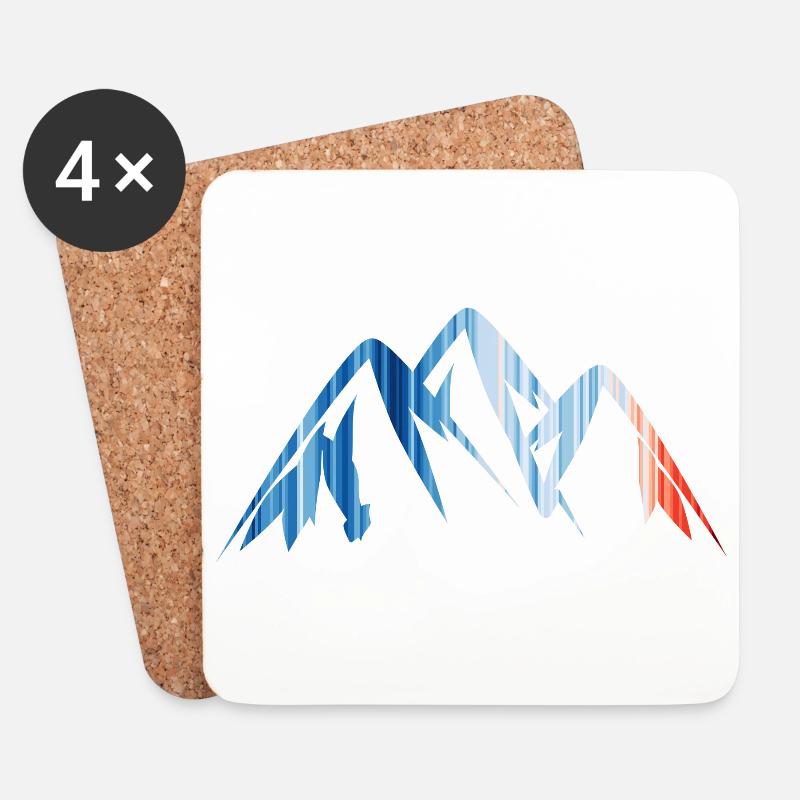 Berge - Gebirge - Warming Stripes - Klimawandel - Untersetzer (4er-Set) - Weiß