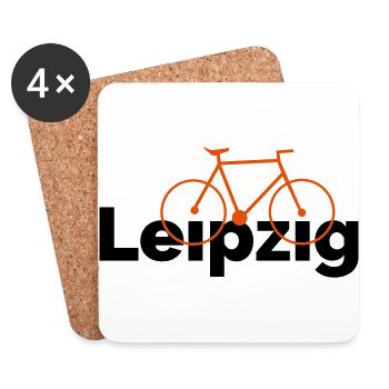 Faire du vélo à Leipzig - Dessous de verre (lot de 4) - blanc - Devant