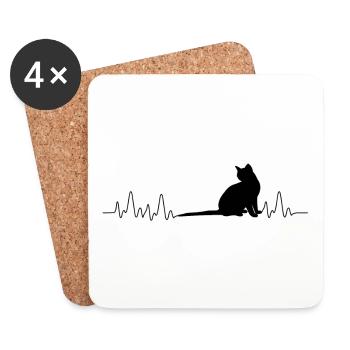 Heartbeat Chat - Dessous de verre (lot de 4) - blanc - Devant