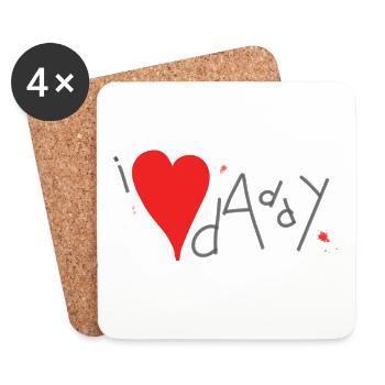 Je love daddy avec le coeur rouge - Dessous de verre (lot de 4) - blanc - Devant