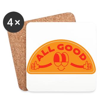All Good - Gift - Gift Idea - Coasters (set of 4) - white - Front