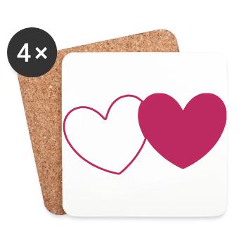 Saint-Valentin, Saint-Valentin, Saint-Valentin - Dessous de verre (lot de 4) - blanc - Devant