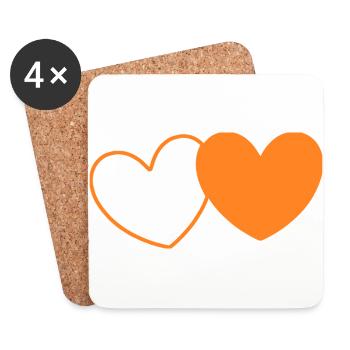 Valentine's Day Heart Orange - Coasters (set of 4) - white - Front