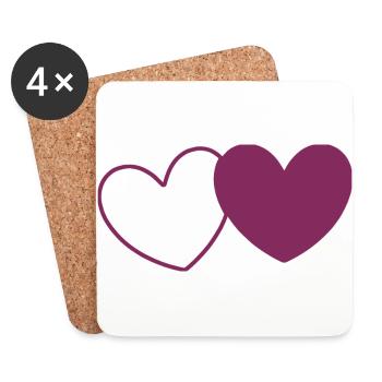 Saint Valentin Coeur Violet - Dessous de verre (lot de 4) - blanc - Devant