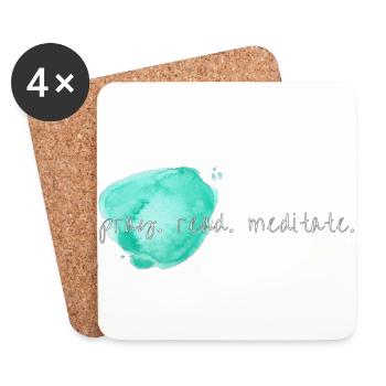 pray read meditate white- josua 1,8 - Untersetzer (4er-Set) - Weiß - Vorne
