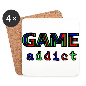GAME ADDICT 3 Farben T-Shirt - Untersetzer (4er-Set) - Weiß - Vorne