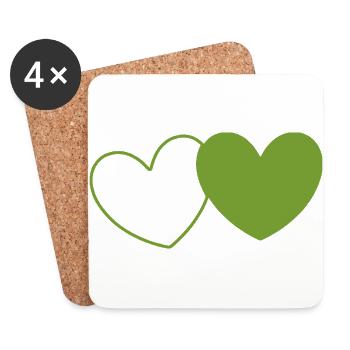 grünes Herz grün Herzen Paare Geschenk - Untersetzer (4er-Set) - Weiß - Vorne
